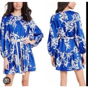 Alexis Dress Large Blue Floral Knee Length Long Sleeve Boho Target